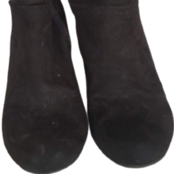 Black Faux Swede Wedge boot Size 9 - Picture 2 of 5